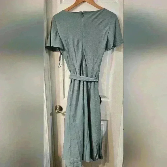 NWT Lauren Ralph Lauren Blue Belted Flutter Sleeve Midi Dress - Picture 6 of 6